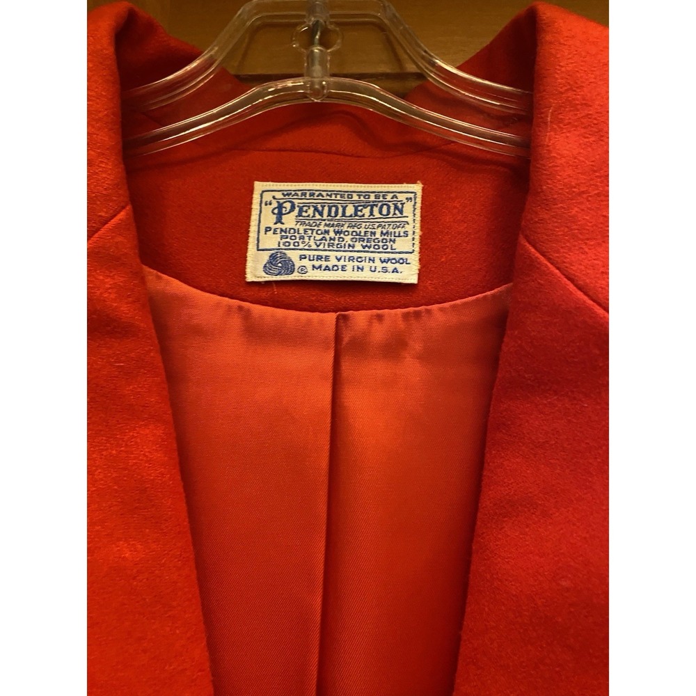 Pendleton Red Wool Blazer Women's Size 12 14 Large Satin Lined Gold Buttons USA - Picture 2 of 8